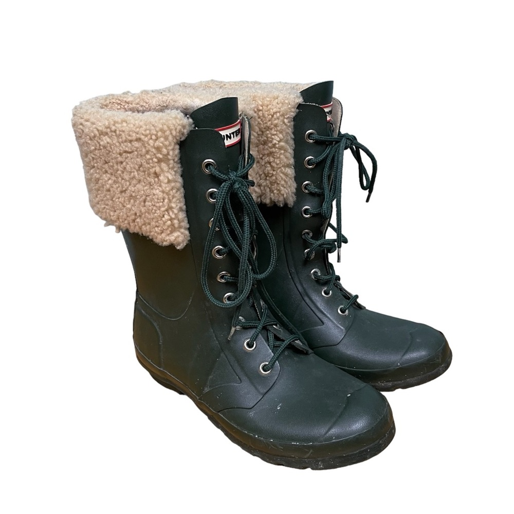 Hunter Green Winter & Rain Boots with Cream Lining